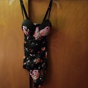 Torrid Black Floral Push-Up OnePiece Swimsuit